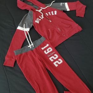 Burgundy red sweats pair